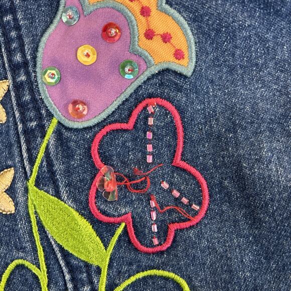 I Love Jesus Denim Jacket Women's X-Large Embroidered Sequin Flower Rainbow - Picture 16 of 16